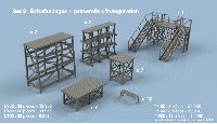 Set 3 : Echafaudages + passerelle d’inauguration 1/700 x32 pièces - impression 3D
