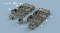Assortiment de bennes pour déchets 1/200 x9 - impression 3D