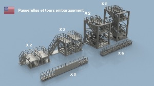 Passerelles et tours embarquement US Navy 1/400 x 12+8 - impression 3D