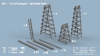 Set 1 : Echafaudages + planches bois 1/700 x110 pièces - impression 3D